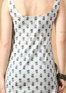 White Floral Sleeveless Kurta