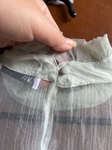 Sheer Sleeve Ruffle Top