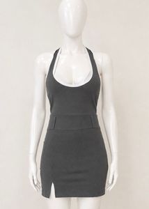 Sleek greyish olive green  Halter Dress