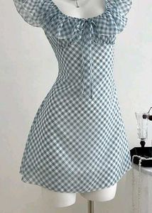 y2k flares ruffled Cute Gingham Mini Dress