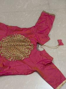 Radiant Pink &amp; Gold Embroidered Festive Anarkali G