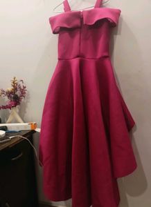 Stunning Fuchsia Gown with Black Sequin Bow
