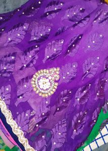 Vibrant Purple Saree with Leaf Motifs