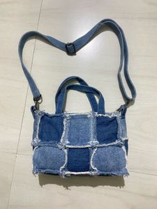 Patch Denim Shoulder and Hand Bag