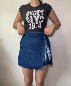 Mini Bow Denim Skirt