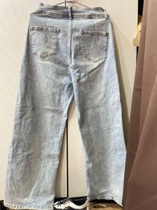blue wide leg jeans pants