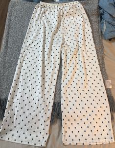 White Polka Dot Wide Leg Pants