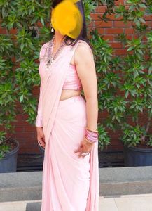 couture designer Pink Saree Embellished Blouse
