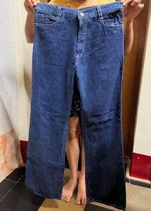 Classic Blue Denim Wide Leg Jeans