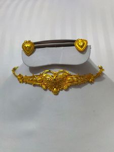 Gold Plated Choker With Ear Studs