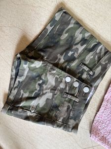 Smocked Off-Shoulder Top &amp; Camo Shorts Set