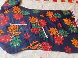 Blue Floral Printed Kurta