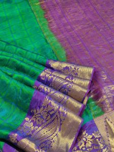 Green With Purple And Grey Withpink Silk Sarees