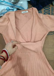 Peach Wrap Knit Top
