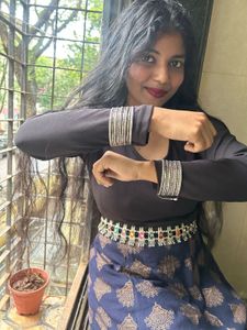 Oxidised beautiful pattern engraved bangle set