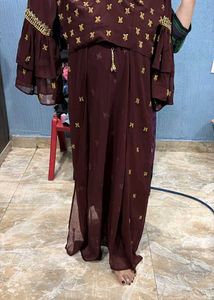 Brown Embroidered Lehenga Choli Set