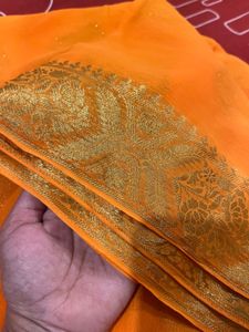 Orange Banarasi Silk Zari Saree