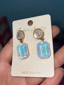 Iridescent Gemstone Drop Earrings