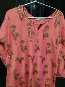 Pink Floral Print Kurta