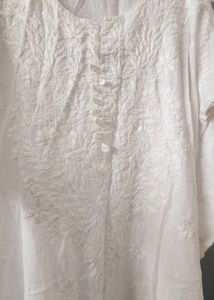 White Lucknowi Chicken Kari Kurta Set