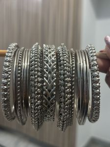 Set of Oxidized Silver Bangles