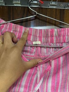 Pink Striped Sleeveless Cropped Top