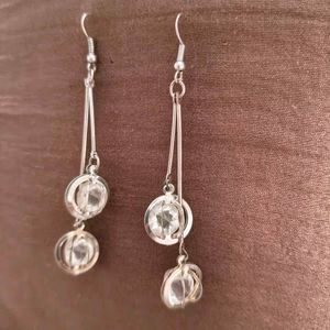Elegant Dangle Earrings with Clear Gems