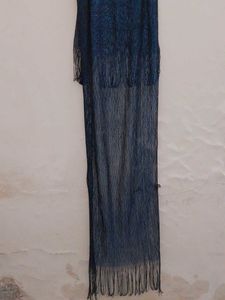 Sparkling Blue Fringe Scarf