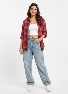 Cute Plaid Buttom Down Shirt Y2k Trendy