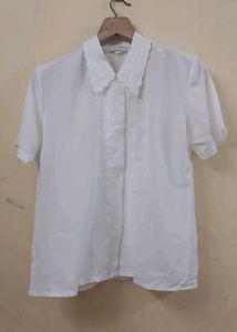 Elegant White Lace Collar Blouse