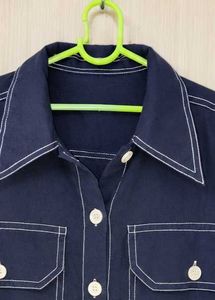 Navy Blue Button-Up Shirt