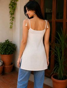 tie-up off white short kurti