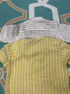 combo of 2 baby shirts - yellow and white stripped