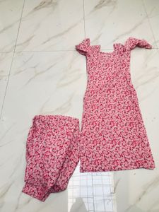 Pink Floral Kurta Set
