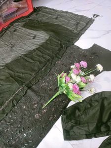 Elegant Olive Green Embroidered Kurta Set