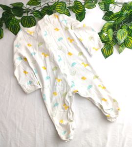 White With Cartoon Print Romper Dresses (Baby's)