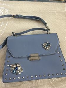 Chic Blue Studded Shoulder Bag