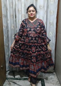 Black Cotton Printed 3 Piece Suit Set