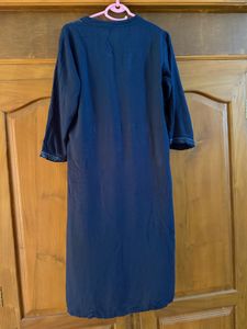 Elegant Navy Blue Embroidered Kurta