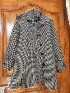 Houndstooth Print Coat