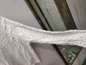 Cream Cable Knit V-Neck Sweater