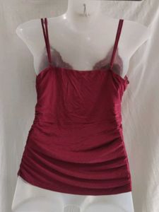 Burgundy Lace Trim Camisole Top