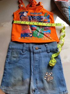 Orange Graphic Print Tank Top