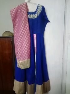 Blue Embellished Anarkali Suit
