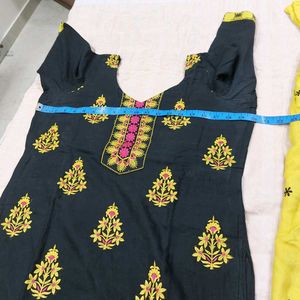 Ethnic Kurta Set - Black &amp; Yellow
