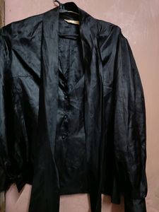 Aesthetic Formal Black Satin Shirt