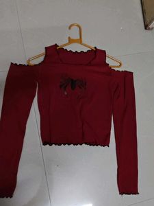 Spider Graphic Cold Shoulder Top