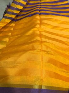 Elegant Yellow &amp; Purple Saree Pure Silk Unused