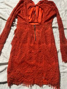 Orange Short Lace Mini Dress