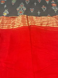 red golden saree